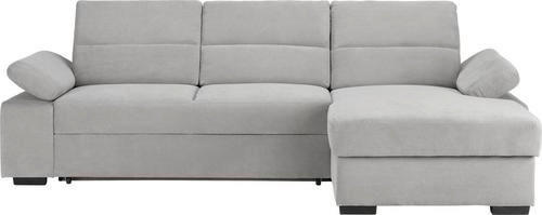 ECKSOFA in Flachgewebe Hellgrau  - Dunkelbraun/Hellgrau, Konventionell, Kunststoff/Textil (258/166cm) - Cantus