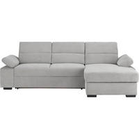 ECKSOFA in Flachgewebe Hellgrau  - Dunkelbraun/Hellgrau, Konventionell, Kunststoff/Textil (258/166cm) - Cantus