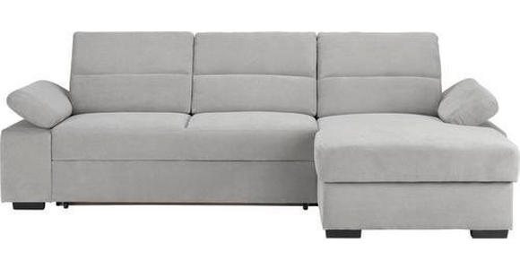 ECKSOFA in Flachgewebe Hellgrau  - Dunkelbraun/Hellgrau, KONVENTIONELL, Kunststoff/Textil (258/166cm) - Cantus