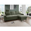 ECKSCHLAFSOFA in Chenille Dunkelgrün  - Dunkelgrün/Schwarz, Modern, Holz/Textil (234/147cm) - Livetastic