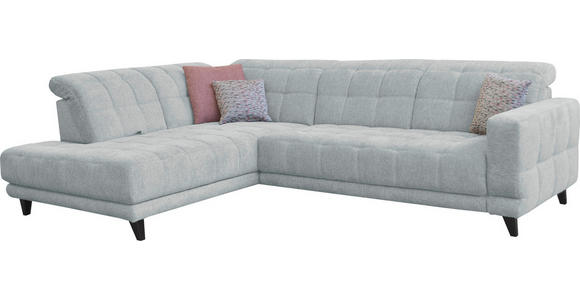 ECKSOFA in Webstoff Hellgrau  216/302 cm  - Hellgrau/Schwarz, Design, Holz/Textil (216/302cm) - Xora