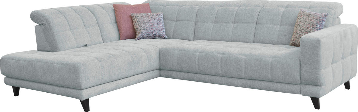 ECKSOFA in Webstoff Hellgrau  - Hellgrau/Schwarz, Design, Holz/Textil (216/302cm) - Xora