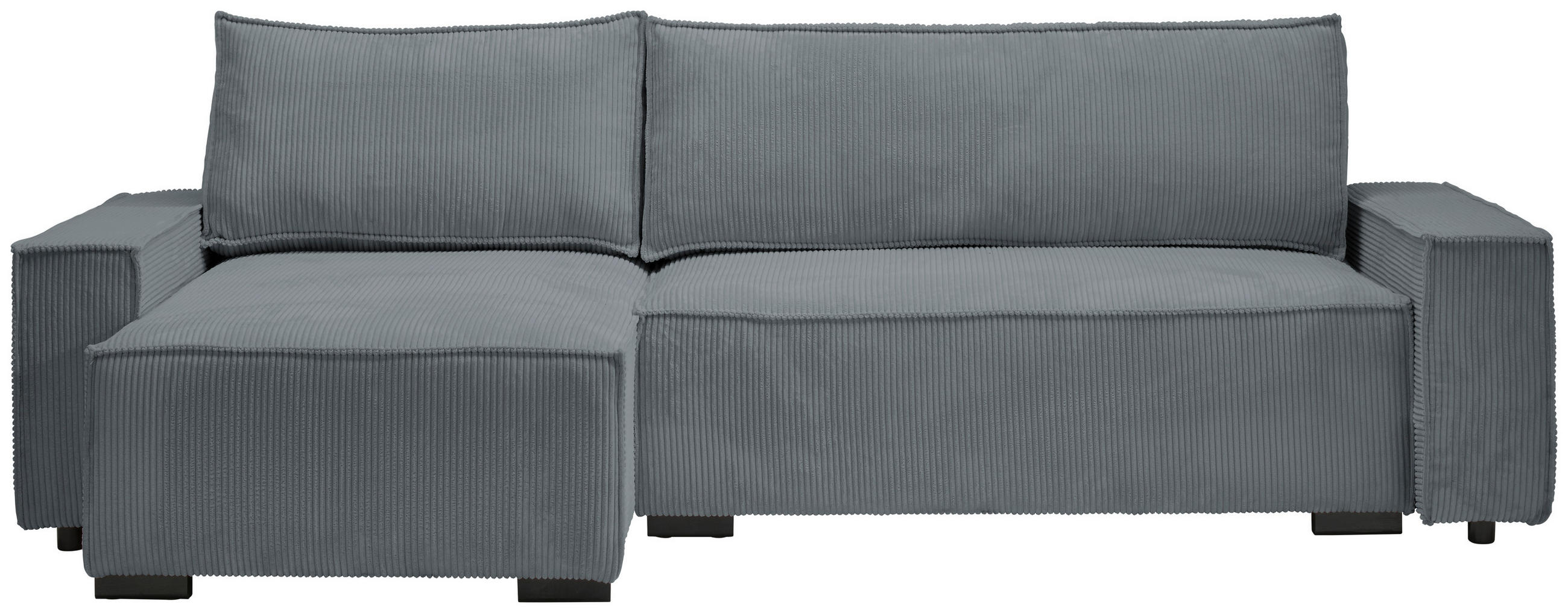 ECKSOFA in Cord, Webstoff Dunkelgrau  - Dunkelgrau/Schwarz, Modern, Holz/Textil (157/265cm) - Carryhome