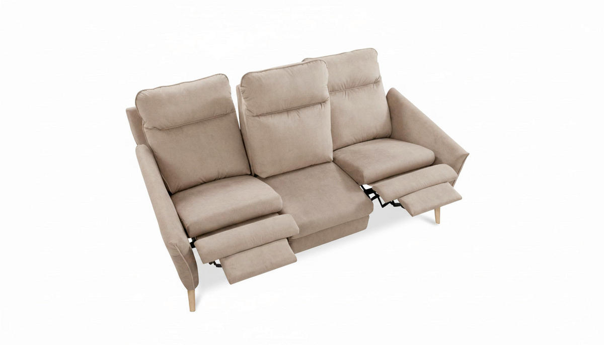 3-SITZER-SOFA  in Mikrofaser Beige Skandinavisch, Modern  - Beige/Buchefarben, Design, Holz/Textil (202/110/92cm) - Livetastic