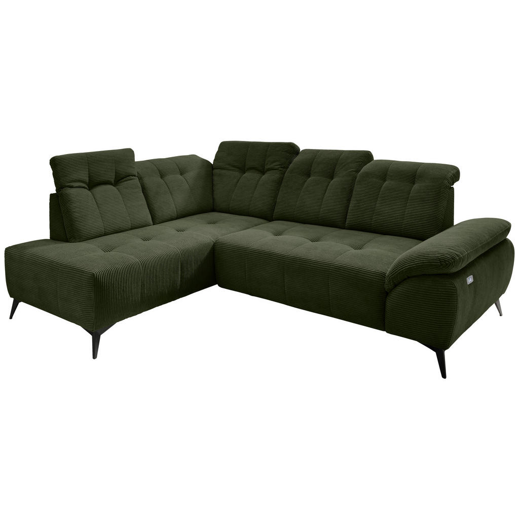Thumbnail - Livetastic Ecksofa, Dunkelgrün, Textil, 4-Sitzer, Ottomane links, L-Form, 272x200 cm, seitenverkehrt erhältlich, Rücken ...