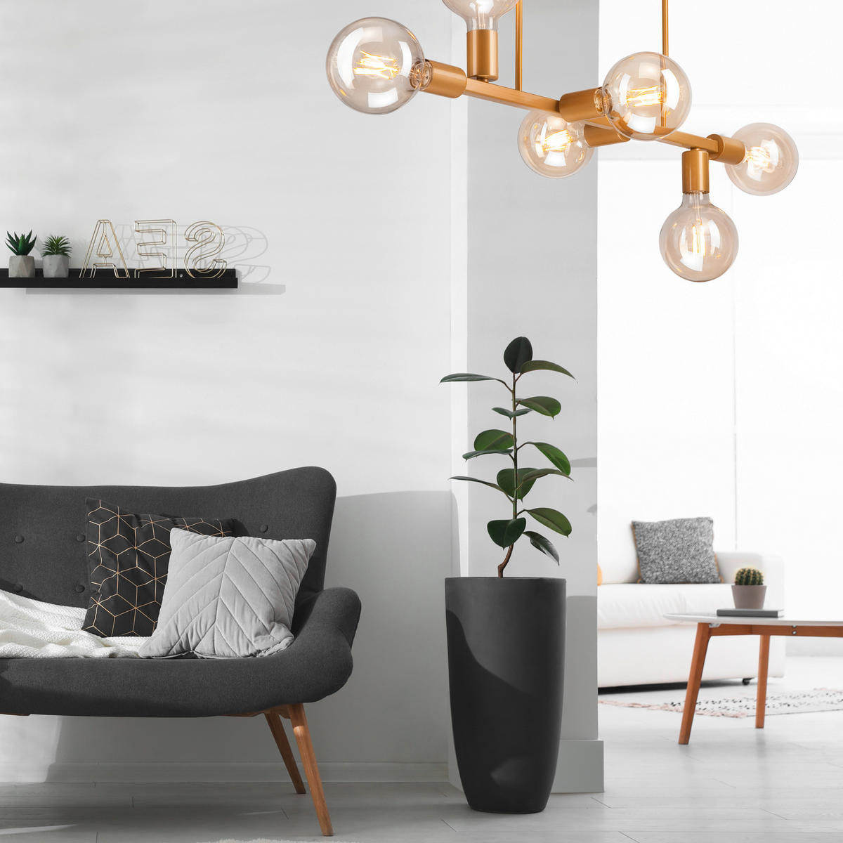 DECKENLEUCHTE    90/39/73 cm  - Goldfarben, Basics, Glas/Metall (90/39/73cm)