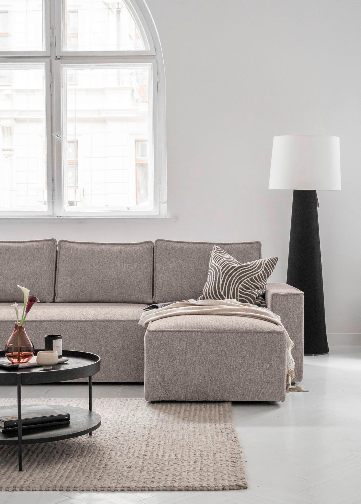 WOHNLANDSCHAFT in Grau, Weiss  - Weiss/Grau, Design, Kunststoff/Textil (194/322/156cm) - MID.YOU