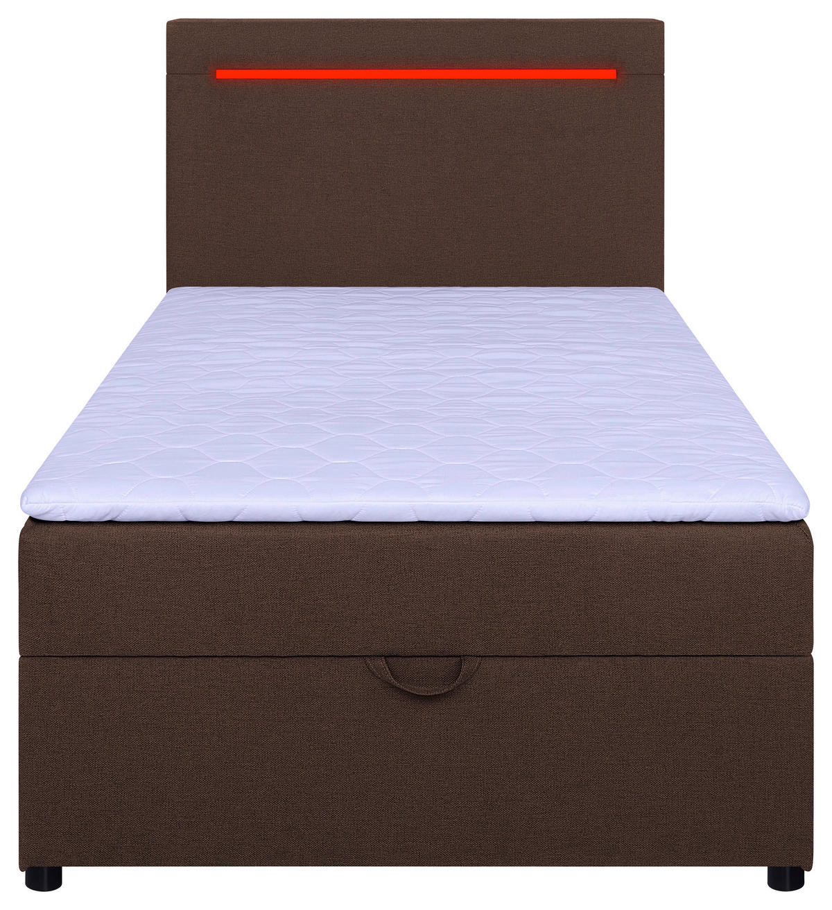 BOXBETT 100/200 cm,  in Braun, Bettkasten, Topper, Kopfteilbeleuchtung,  - Schwarz/Braun, MODERN, Kunststoff/Textil (100/200cm) - MID.YOU