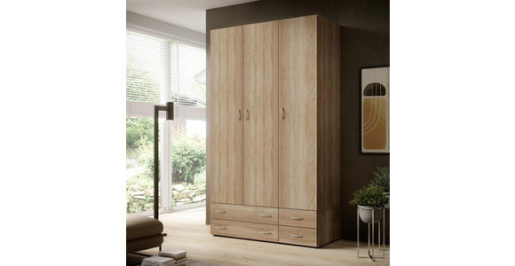 DREHTÜRENSCHRANK in Sonoma Eiche - Alufarben/Sonoma Eiche, KONVENTIONELL, Holzwerkstoff/Kunststoff (121/176/51cm) - Carryhome
