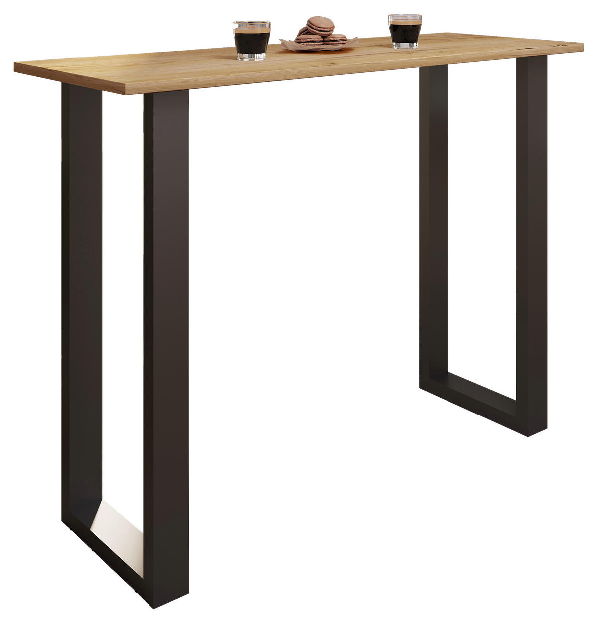 BARTISCH in Metall, Holzwerkstoff 140/102/50 cm   - Eichefarben/Schwarz, KONVENTIONELL, Holzwerkstoff/Metall (140/102/50cm)