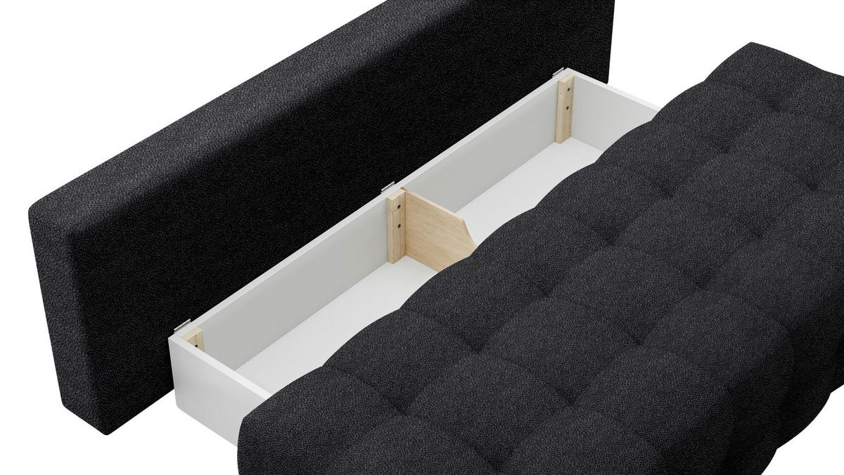 SCHLAFSOFA in Chenille, Plüsch Schwarz  - Schwarz, KONVENTIONELL, Kunststoff/Textil (209/96/100cm) - Stylife