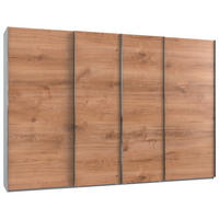 SCHWEBETÜRENSCHRANK in Weiß, Eichefarben  - Chromfarben/Eichefarben, MODERN, Holzwerkstoff (350/236/65cm) - MID.YOU