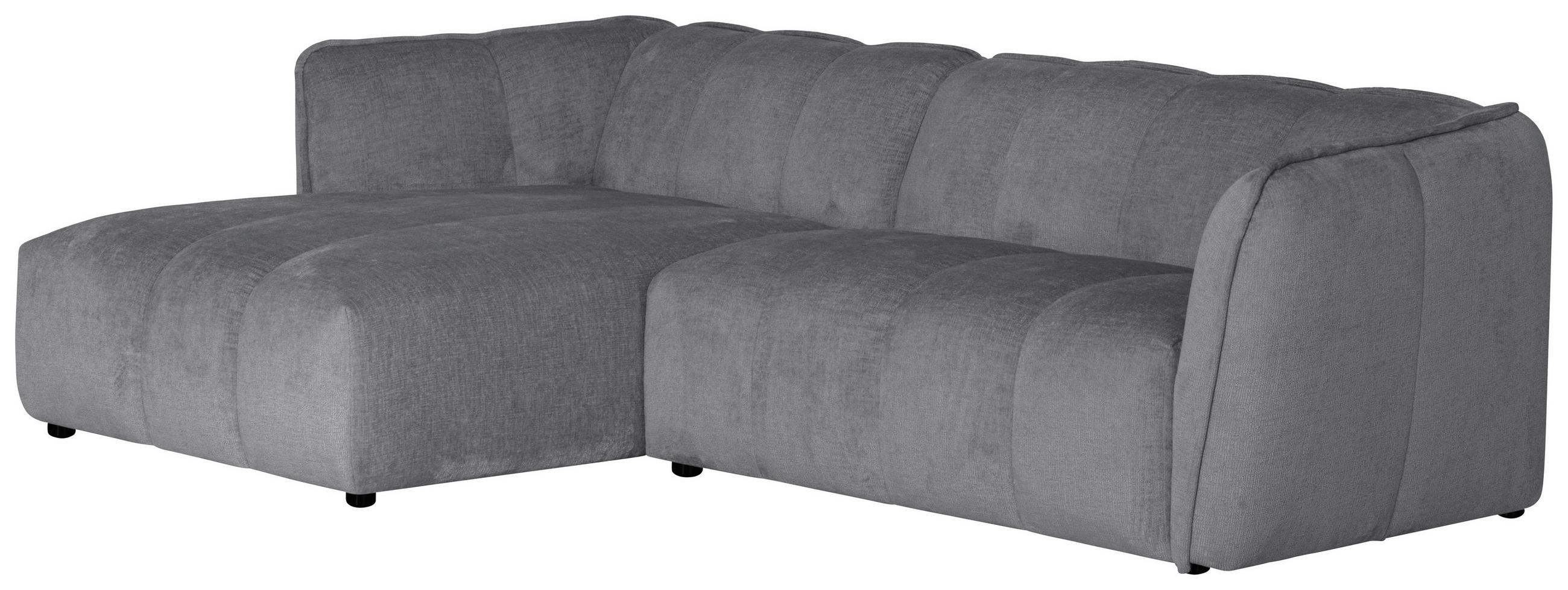 ECKSOFA LIVOLI in Chenille Hellgrau  160/246 cm  - Hellgrau/Schwarz, Design, Textil (160/246cm) - MID.YOU
