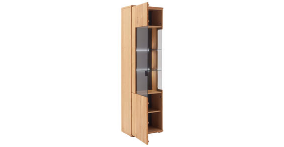 VITRINE  in furniert, massiv Wildeiche Wildeiche - Wildeiche/Anthrazit, Natur, Glas/Holz (60/209/37cm) - Linea Natura