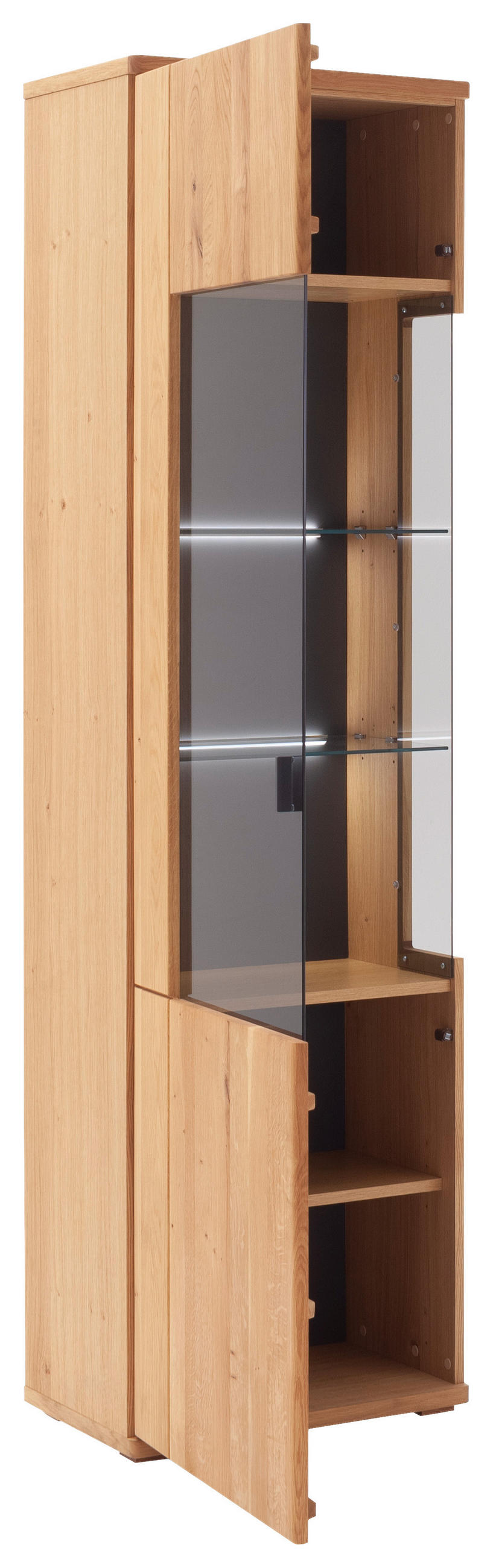 VITRINE Wildeiche  60/209/37 cm  - Wildeiche/Anthrazit, Natur, Glas/Holz (60/209/37cm) - Linea Natura