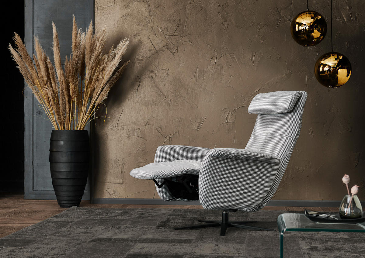 RELAXSESSEL in Textil Grau, Schwarz, Silberfarben  - Silberfarben/Schwarz, Design, Textil/Metall (78/88-177/82cm) - Valdera