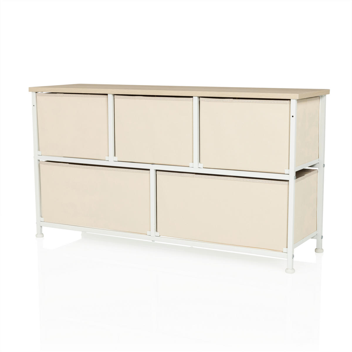 KOMMODE  in 100/55/30 cm  - Beige/Weiß, MODERN, Kunststoff/Textil (100/55/30cm) - MID.YOU