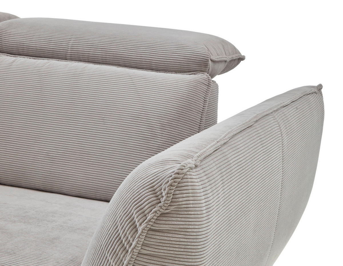 ECKSOFA Hellgrau Cord  - Hellgrau/Schwarz, Design, Textil/Metall (196/301cm) - Moderano