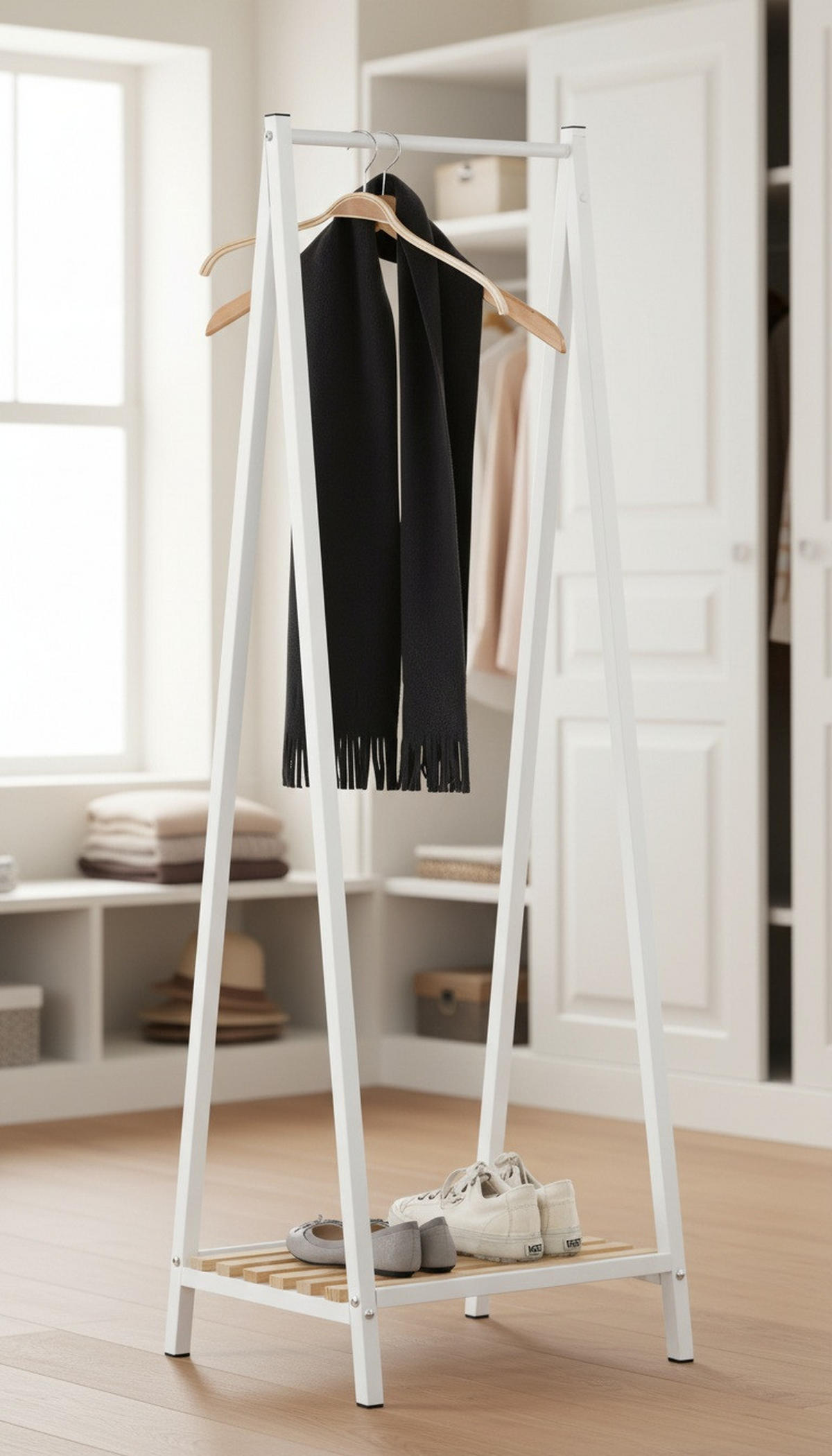 GARDEROBENSTÄNDER in Weiß, Kieferfarben 53/162/42 cm   - Weiß/Kieferfarben, Design, Holz/Metall (53/162/42cm)