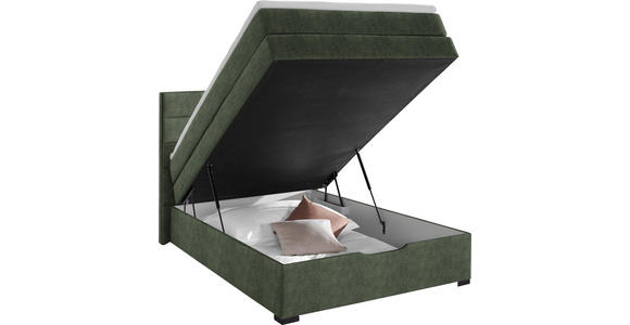 BOXSPRINGBETT 120/200 cm in Olivgrün - Wengefarben/Olivgrün, KONVENTIONELL, Holz/Textil (120/200cm) - Carryhome