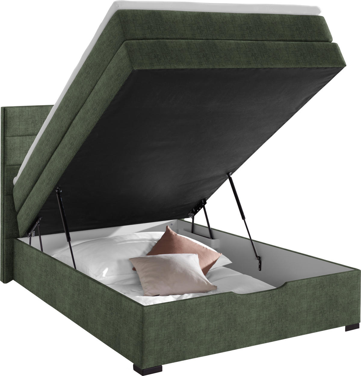 BOXSPRINGBETT 120/200 cm  in Olivgrün  - Wengefarben/Olivgrün, Konventionell, Holz/Textil (120/200cm) - Carryhome