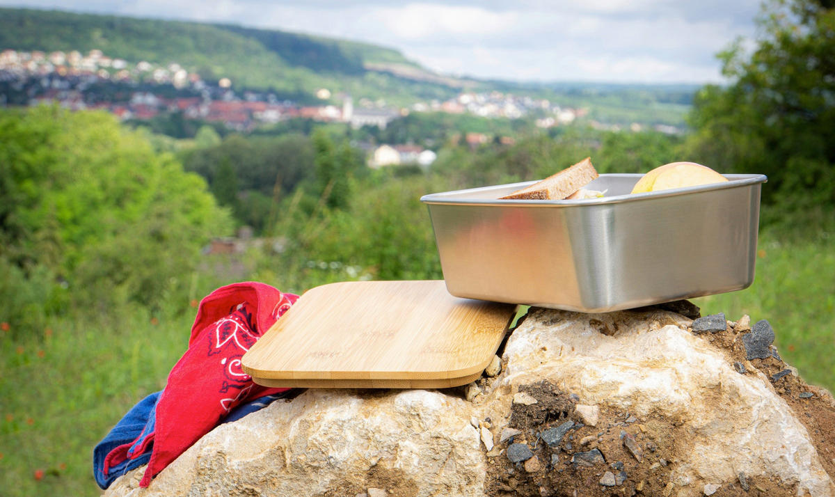 LUNCHBOX - Silberfarben, Basics, Holz/Metall (20/15/7,5cm) - Echtwerk