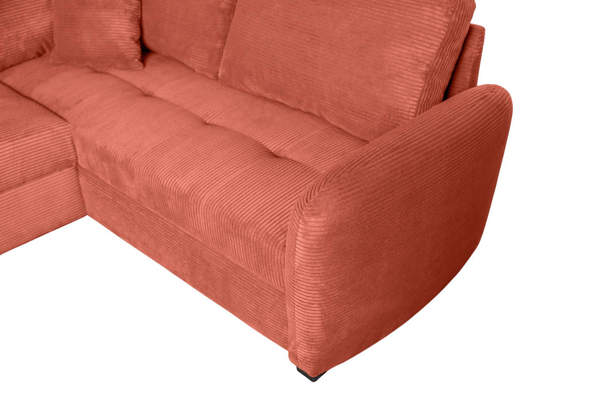 WOHNLANDSCHAFT SORINA Orange Cord  - Schwarz/Orange, Design, Kunststoff/Textil (157/305/202cm) - MID.YOU