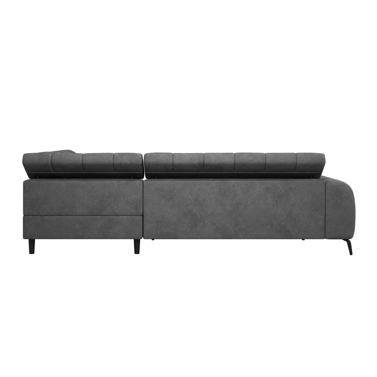 ECKSOFA Anthrazit Bettkasten, Rücken echt, Kopfteilverstellung  - Anthrazit/Schwarz, Trend, Kunststoff/Textil (261/203cm) - Livetastic
