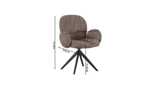 ARMLEHNSTUHL in Eisen Webstoff - Schwarz/Braun, Design, Textil/Metall (63/87/65cm) - Novel
