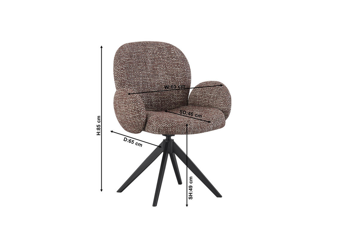 ARMLEHNSTUHL  in Eisen Webstoff  - Schwarz/Braun, Design, Textil/Metall (63/87/65cm) - Novel
