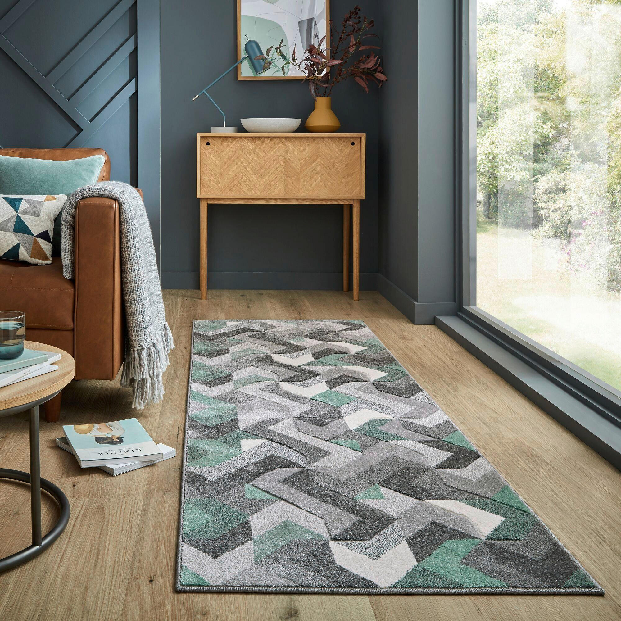WEBTEPPICH 80/230 cm AURORA Grün, Grau  - Grau/Grün, KONVENTIONELL, Textil (80/230cm)