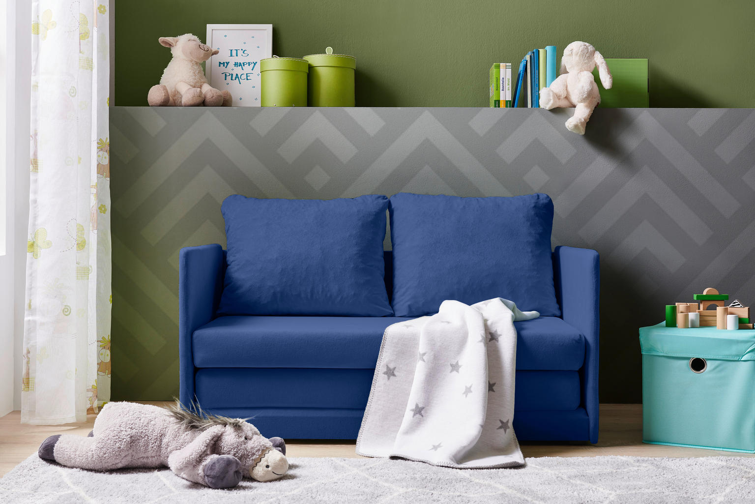 JUGEND- UND KINDERSOFA in Textil Blau - Einrichtungsbeispiel