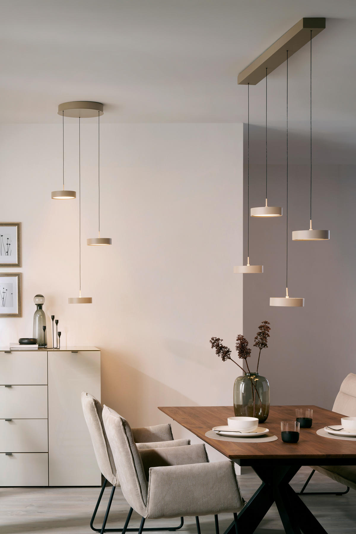 LED-HÄNGELEUCHTE Bellevue 46.5/180 cm   - Sandfarben, Design, Metall (46.5/180cm) - Dieter Knoll