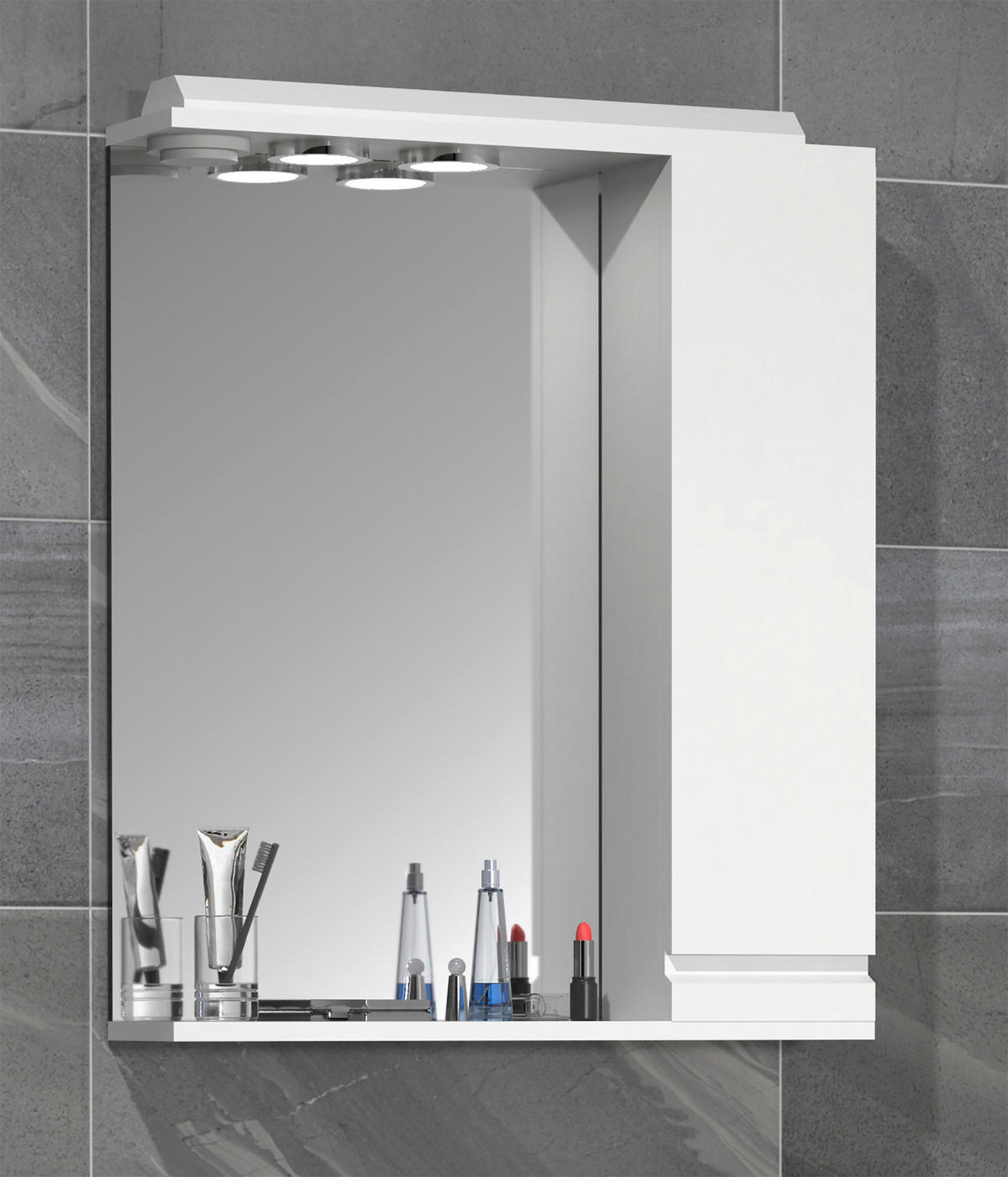 SPIEGELSCHRANK 60/71/14 cm  - Weiß, MODERN, Glas/Holzwerkstoff (60/71/14cm) - MID.YOU