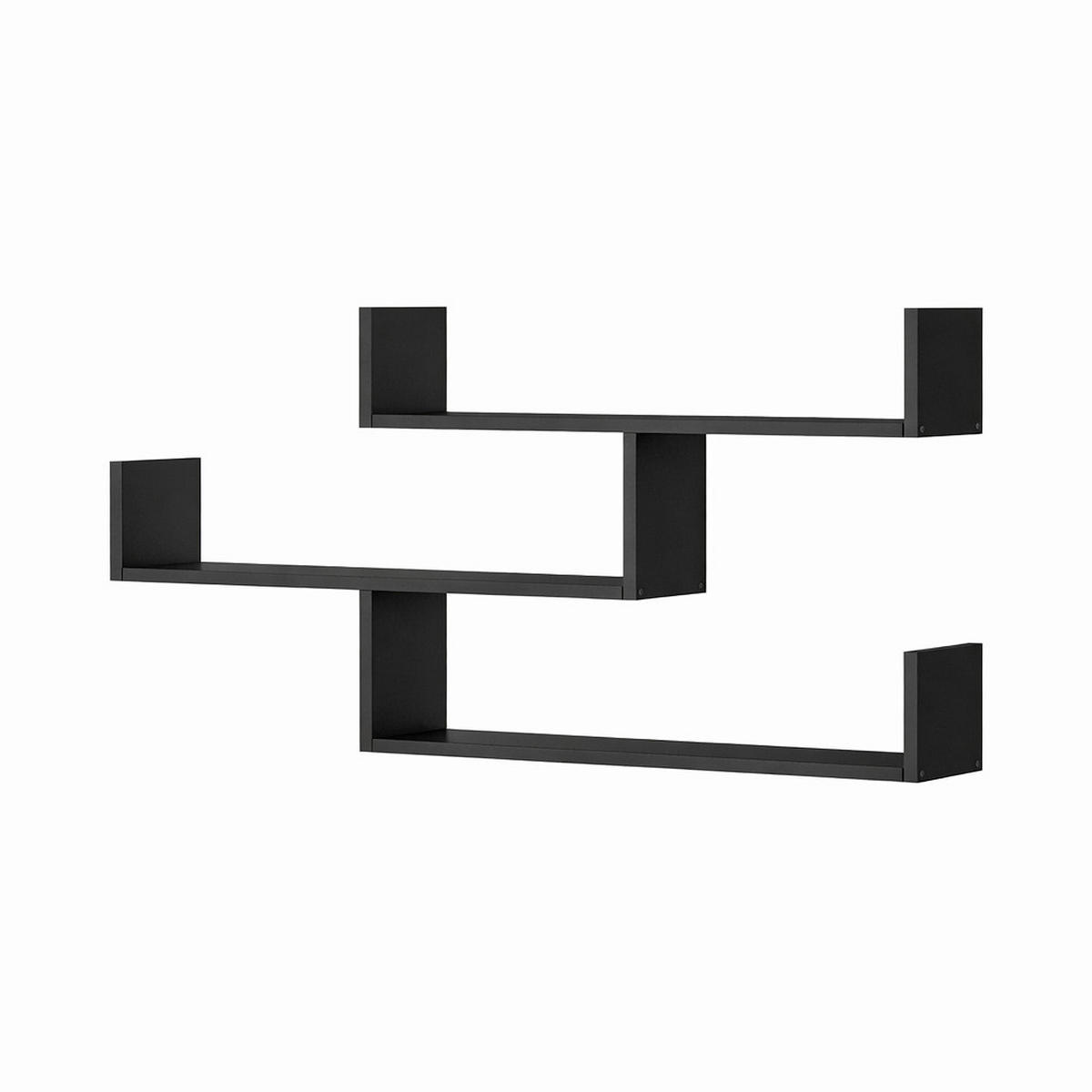 FALIPOLC 119,1/55/18 cm  - fekete, Basics, faalapú anyag (119,1/55/18cm) - MID.YOU
