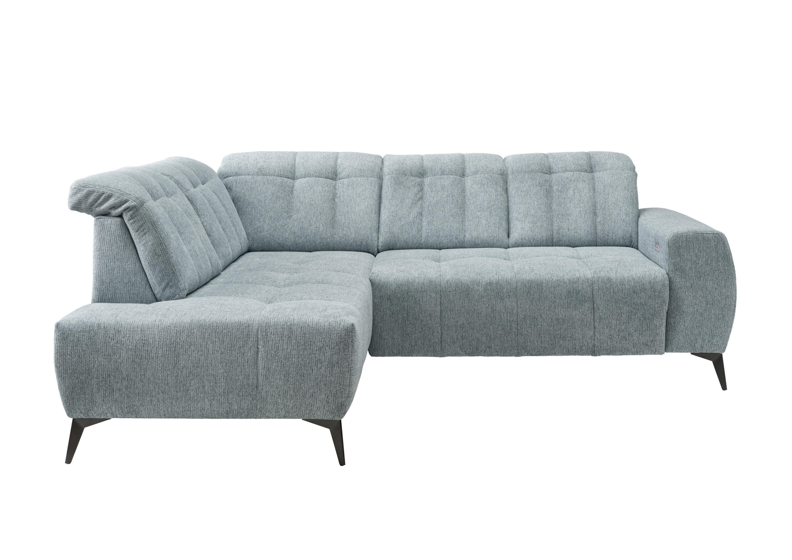 ECKSOFA in Chenille Mintgrün  - Schwarz/Mintgrün, Modern, Textil/Metall (200/261cm) - Livetastic