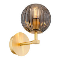 WANDLEUCHTE 20.5/12/19 cm   - Messingfarben/Hellgrau, KONVENTIONELL, Glas/Metall (20.5/12/19cm)