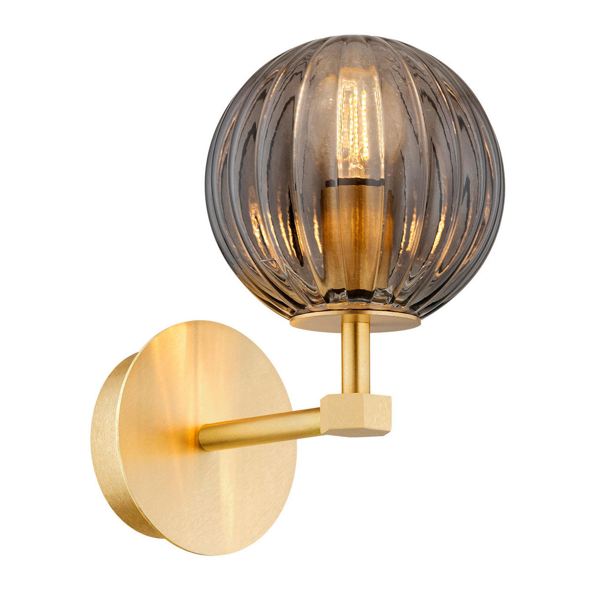 WANDLEUCHTE 20.5/12/19 cm   - Messingfarben/Hellgrau, KONVENTIONELL, Glas/Metall (20.5/12/19cm)