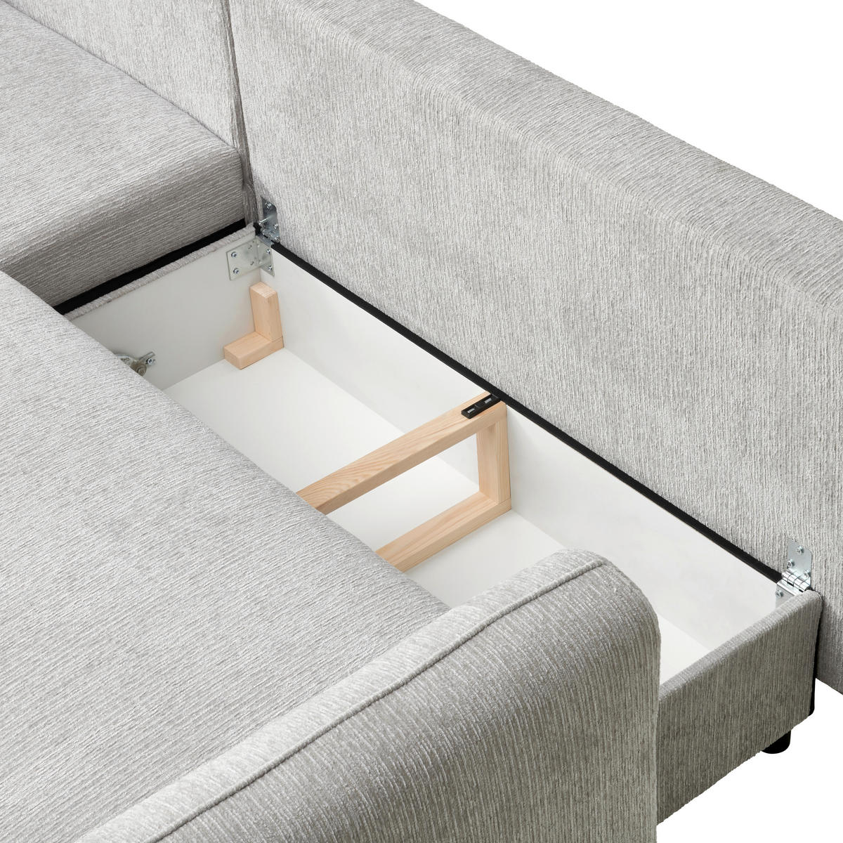 ECKSOFA in Struktur Hellgrau  - Hellgrau/Schwarz, Konventionell, Holz/Textil (170/247cm) - Carryhome