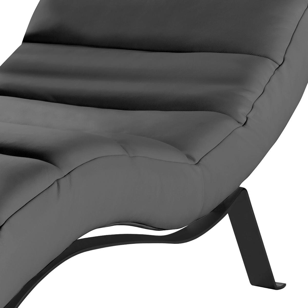 RELAXLIEGE in Mikrofaser Dunkelgrau  - Dunkelgrau/Schwarz, Design, Textil/Metall (65/65-95/171cm) - Livetastic
