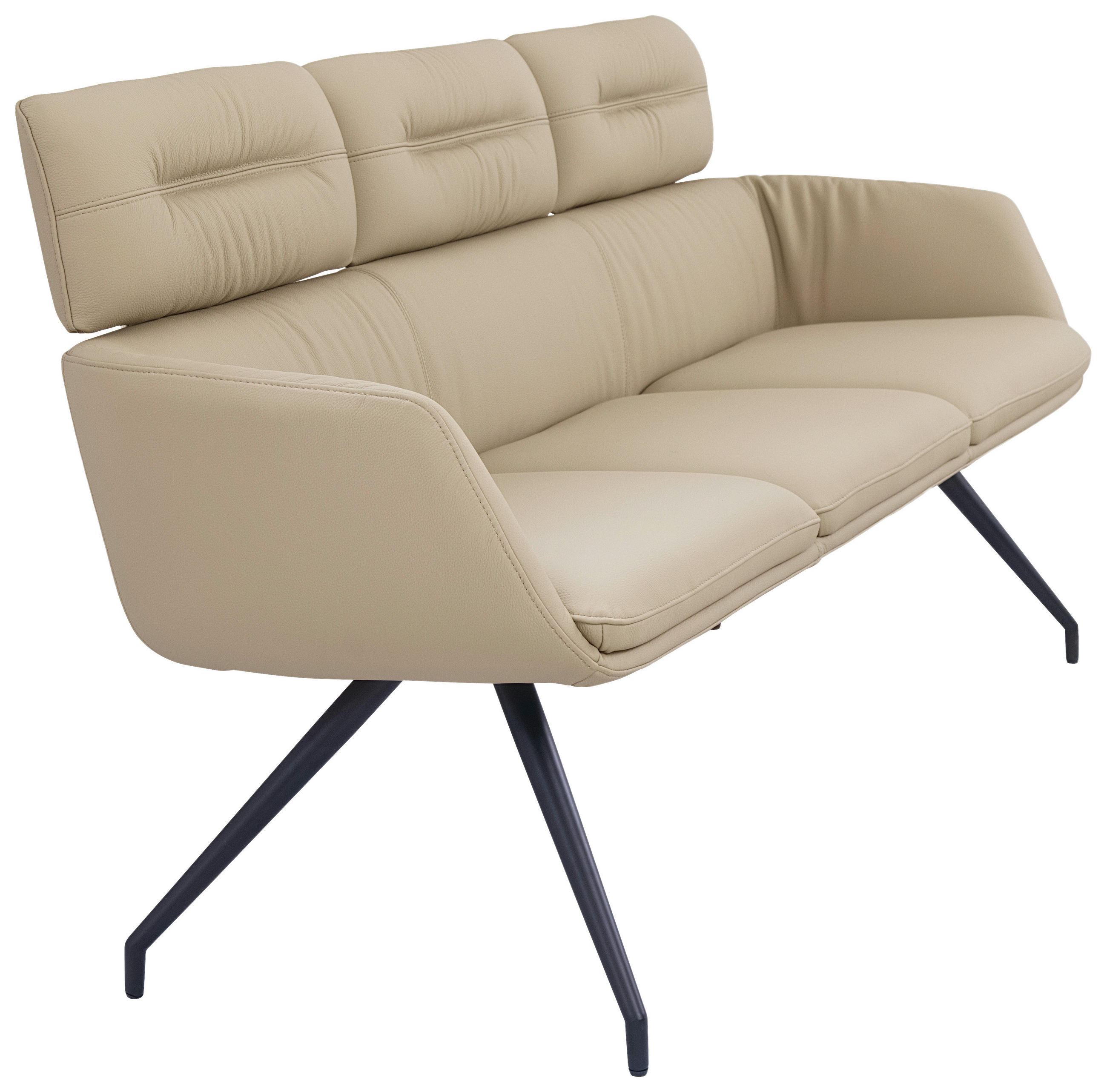 SITZBANK 200/91/70 cm Echtleder Taupe, Schwarz  - Taupe/Schwarz, Design, Leder/Metall (200/91/70cm) - Dieter Knoll