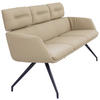 SITZBANK 200/91/70 cm Echtleder Schwarz, Taupe  - Taupe/Schwarz, Design, Leder/Metall (200/91/70cm) - Dieter Knoll
