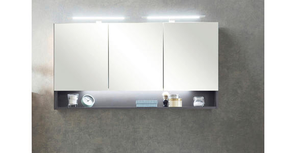 SPIEGELSCHRANK 120/64/20 cm  - Alufarben/Graphitfarben, Natur, Glas/Holzwerkstoff (120/64/20cm) - Xora