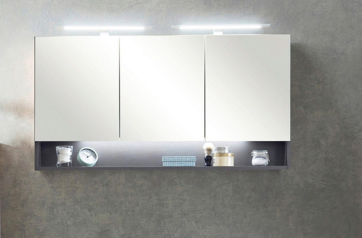 SPIEGELSCHRANK 120/64/20 cm  - Alufarben/Graphitfarben, Natur, Glas/Holzwerkstoff (120/64/20cm) - Xora