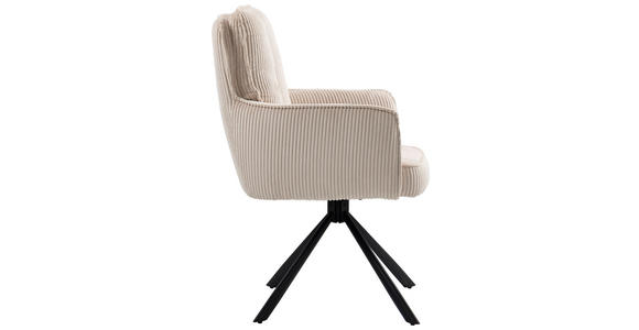 ARMLEHNSTUHL in Eisen Cord - Beige/Schwarz, Design, Textil/Metall (62/95/67cm) - Novel