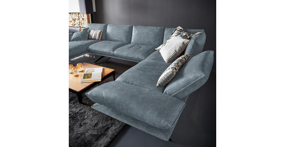 WOHNLANDSCHAFT in Echtleder Blau - Blau/Schwarz, Natur, Leder/Metall (155/359/217cm) - Dieter Knoll