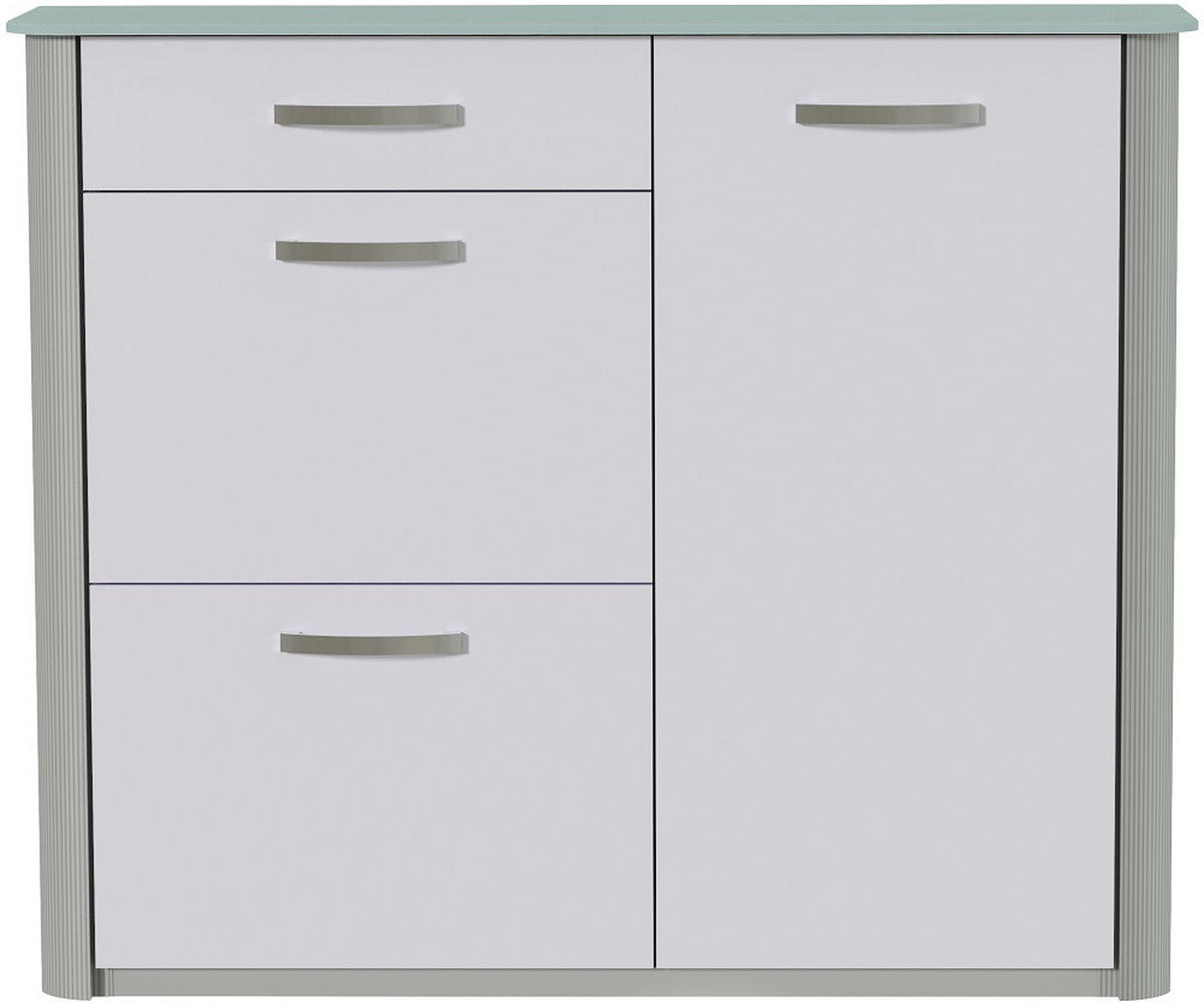 ORMAR ZA OBUĆU  boje aluminija, srebrne boje  metal, staklo, drvni materijal     - srebrne boje/boje aluminija, Design, staklo/drvni materijal (117/97/35cm) - Novel