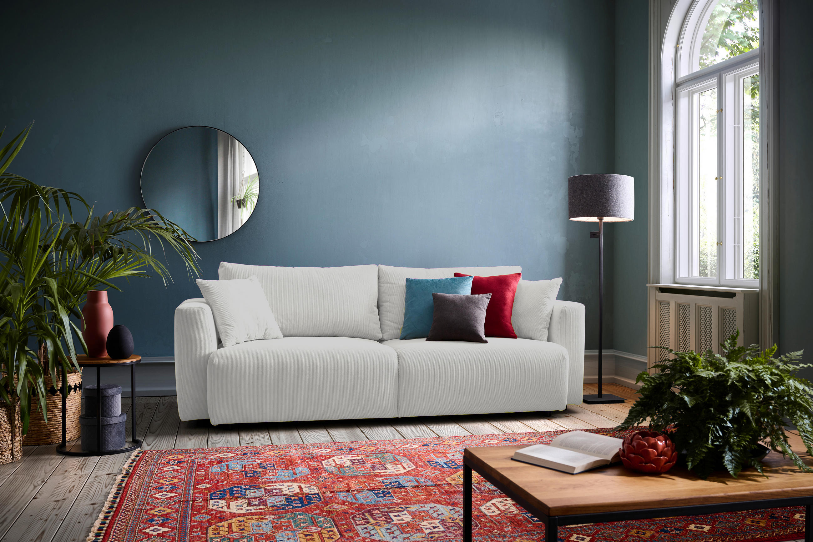 SCHLAFSOFA Cord Naturfarben  - Schwarz/Naturfarben, Design, Kunststoff/Textil (250/92/105cm) - Carryhome