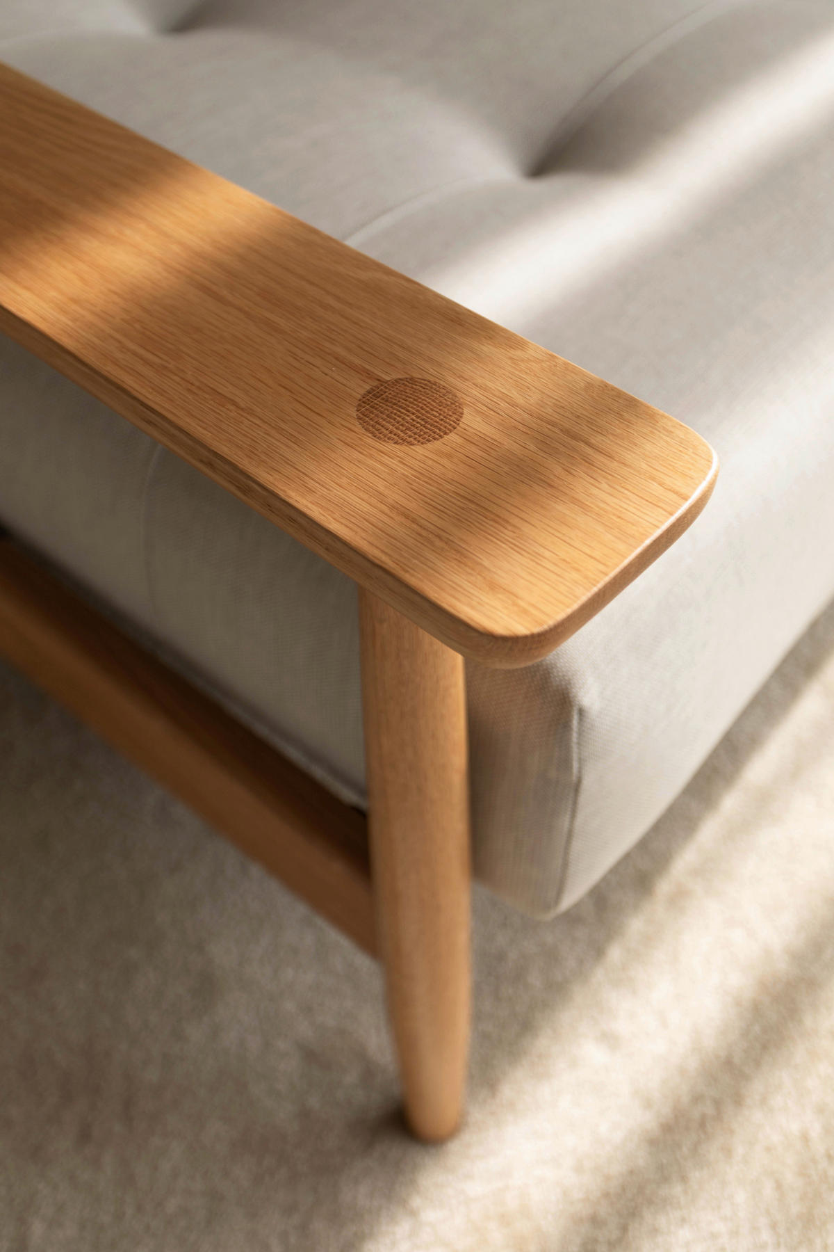 SCHLAFSOFA  in Flachgewebe Naturfarben, Weiß  - Eichefarben/Naturfarben, Design, Holz/Textil (232/77/99cm) - Niels Andersson