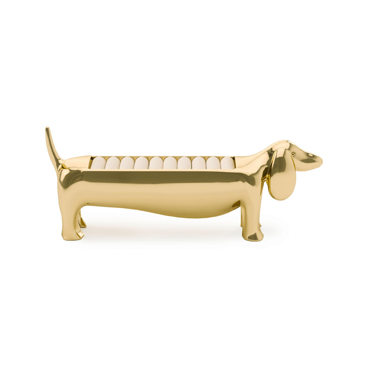 STOJALO ZA PRSTANE - barve medenine, Basics, kovina/tekstil (15/4/6cm) - Umbra